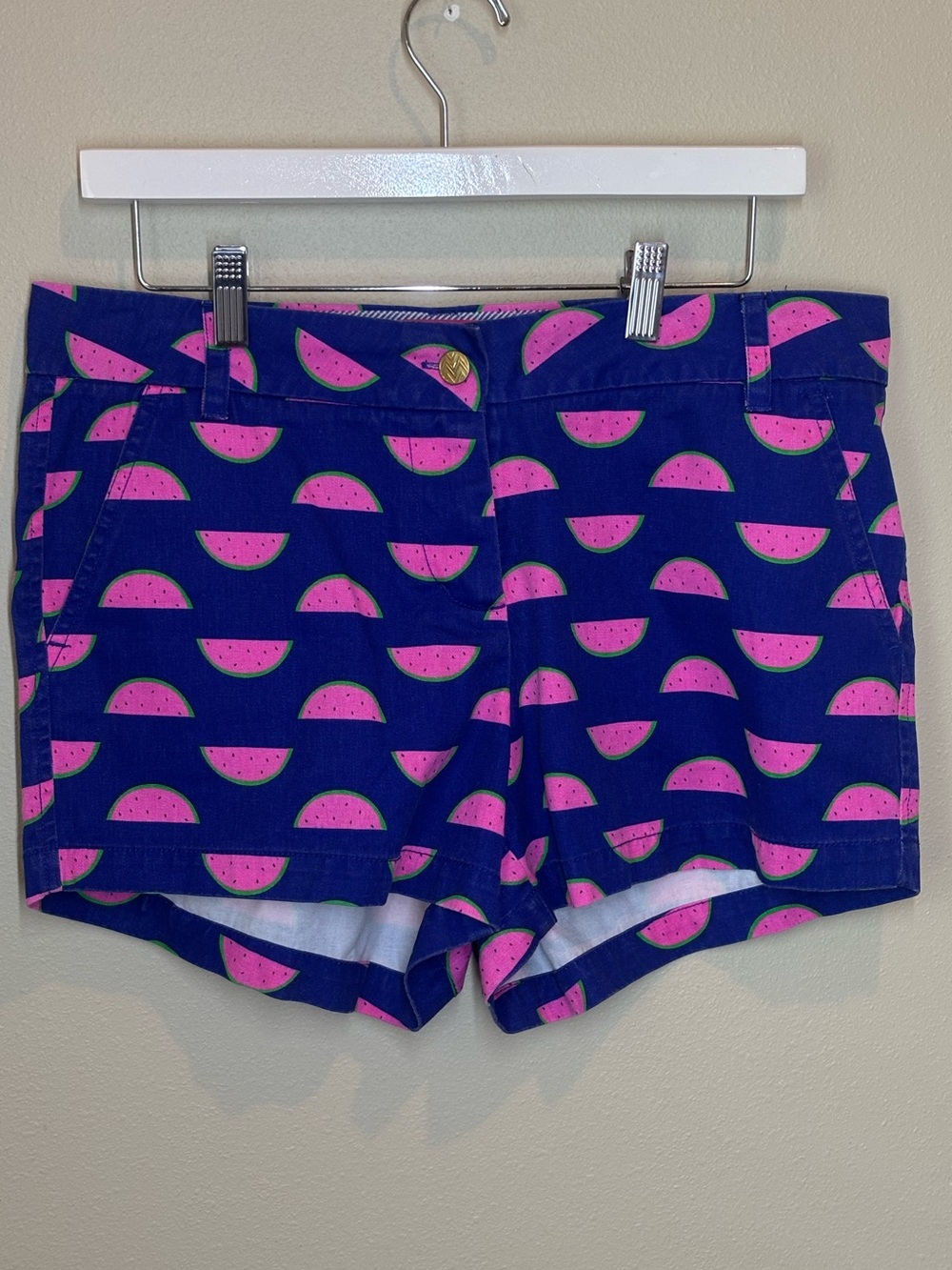 Macbeth Collection Blue Watermelon Print Shorts, size Large